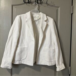 Women's White Textured Blazer Banana Republic Large Plain Business Casual